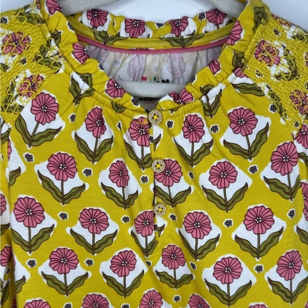 Mini Boden Kids’ Floral Long Sleeve Cotton Tiered Dress Size 8-9Y